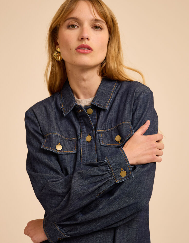 Robe en jean brut poches poitrine I.Code-5 Robe en jean brut poches poitrine I.Code-5