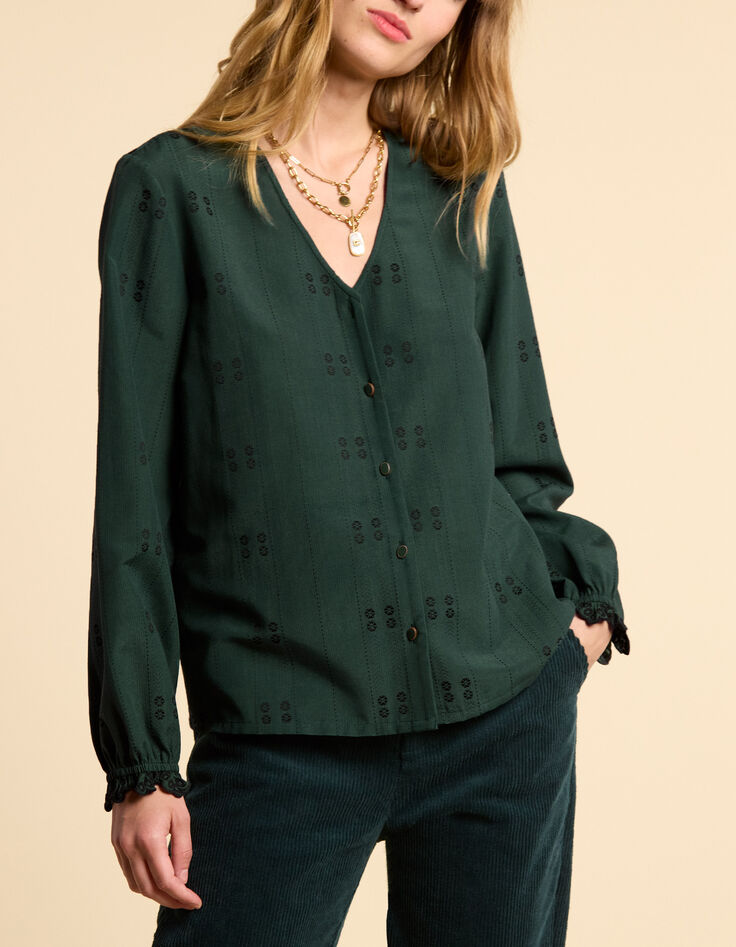 Blouse vert nuit brod&eacute;e I.Code-2
