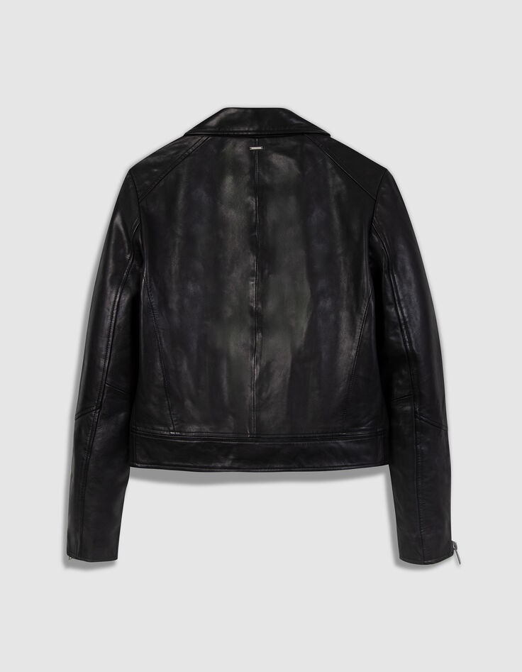 Schwarze Bikerjacke aus Leder f&uuml;r Damen-7