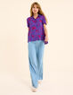Indigo palm tree print top I.Code-3
