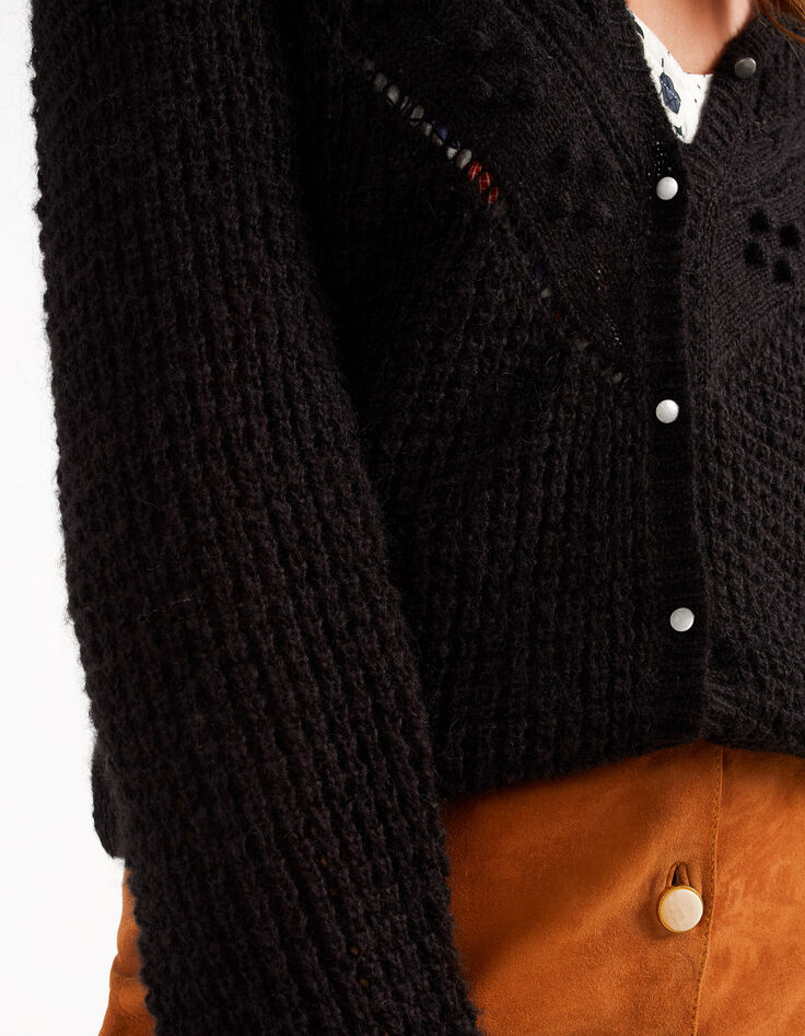 Cardigan noir tricot fantaisie I.Code-4 Cardigan noir tricot fantaisie I.Code-4