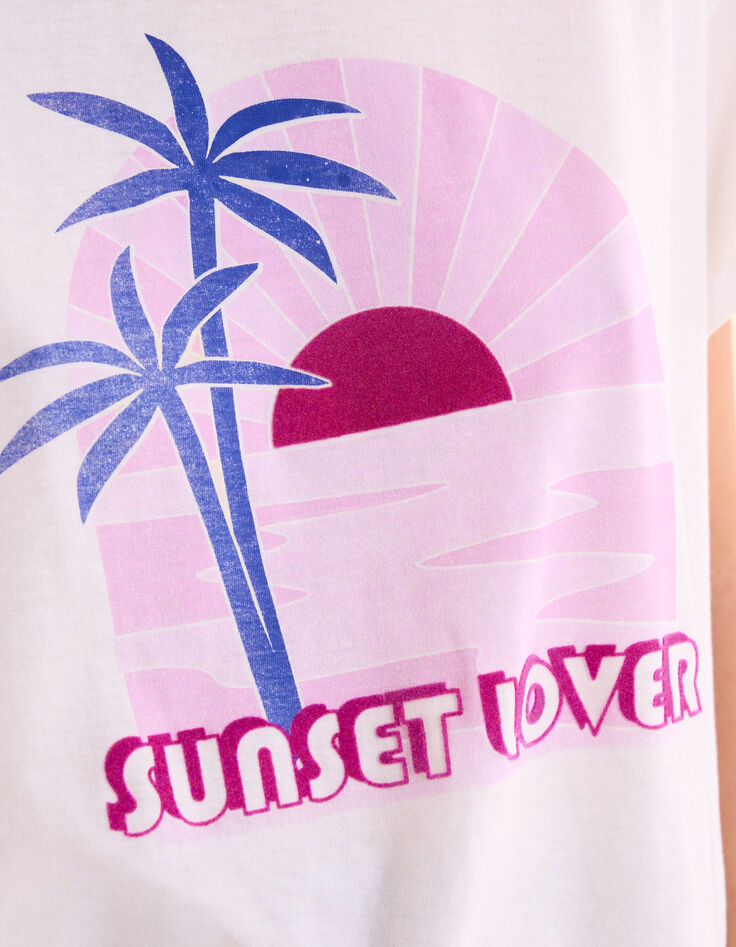 Tee-shirt manches courtes blanc coucher de soleil I.Code-5