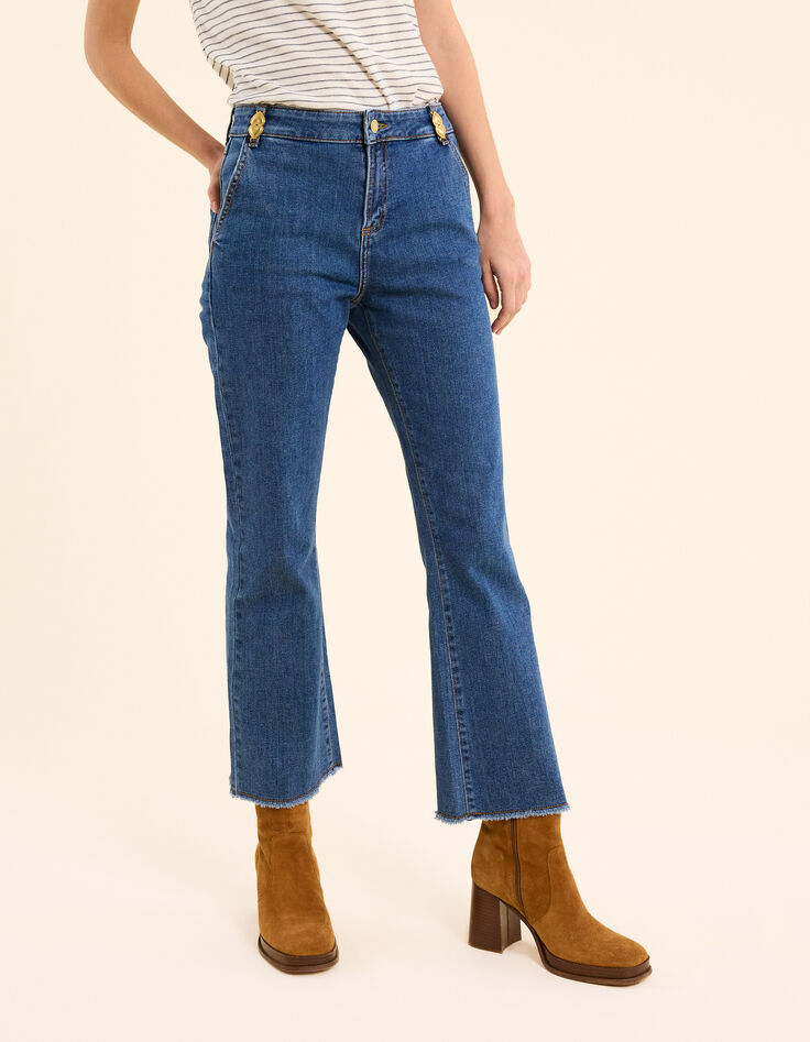 Pantalón vaquero recto azul con flecos I.Code-4