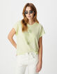 Gr&uuml;nes Damen-T-Shirt mit Palmen und Glitzerbotschaft-2