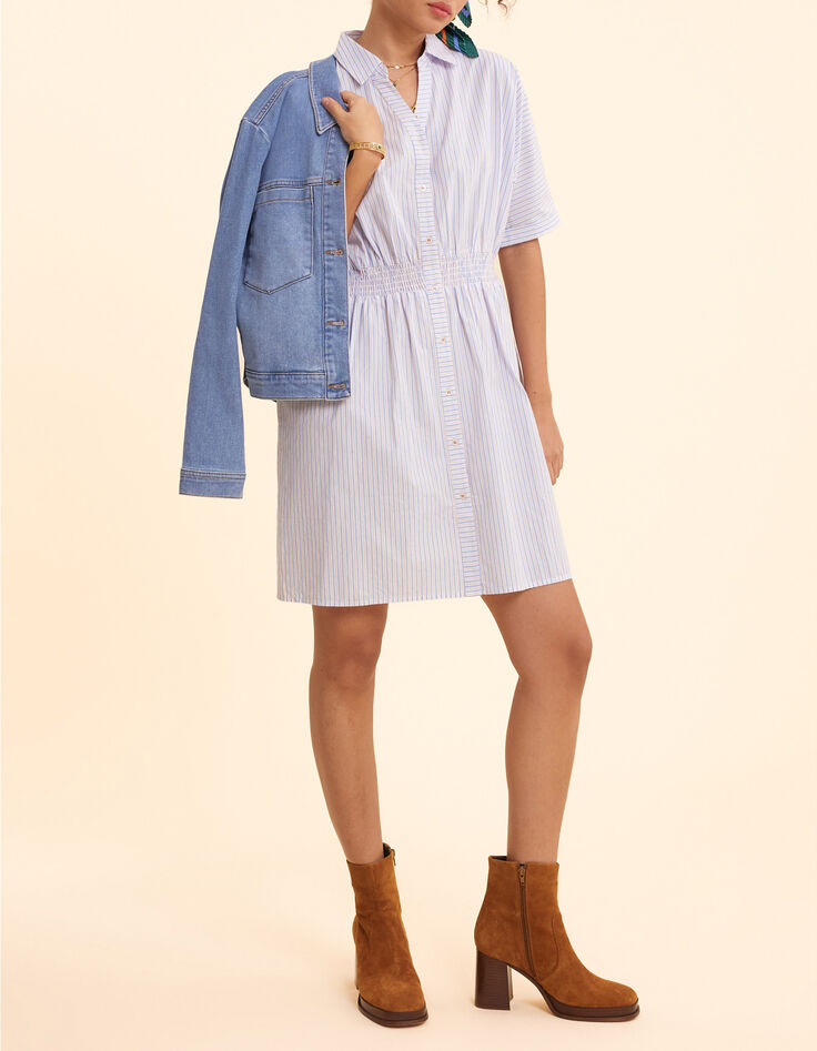 Witte hemdjurk cropped strepenmotief I.Code-5