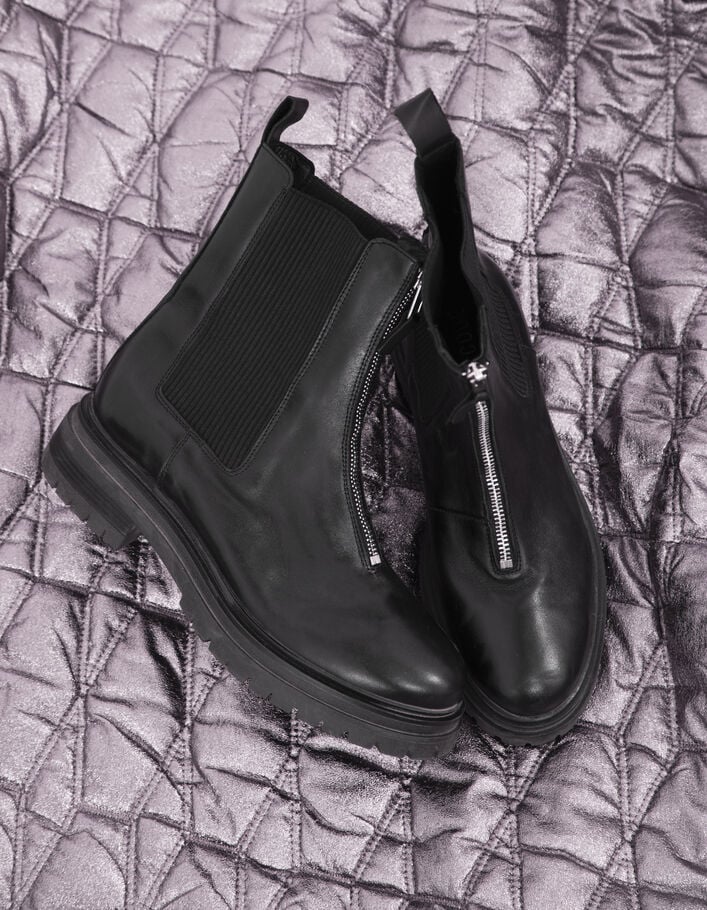 Chelsea boots noirs zippés à semelles crantées I.Code-6
