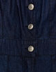 Mujer mono ancho de denim crudo sin mangas-8