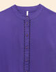 Blouse violette d&eacute;tails ajour&eacute;s Femme-2