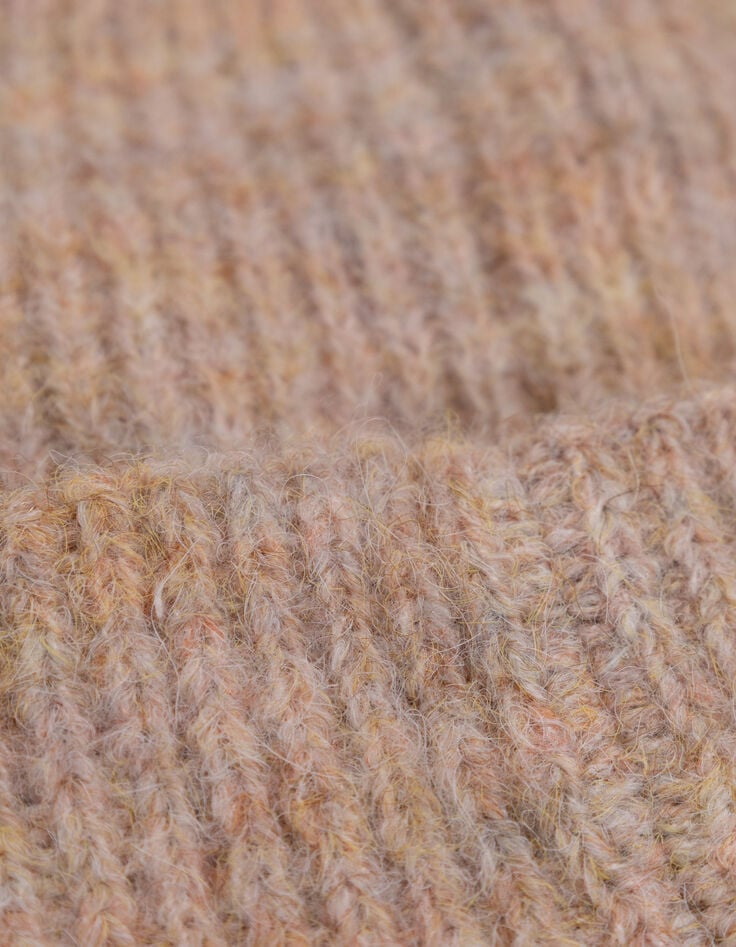 Bonnet beige tricot côtelé broderie I.Code-4 Bonnet beige tricot côtelé broderie I.Code-4