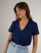 I.Code indigo striped jacquard blouse-2