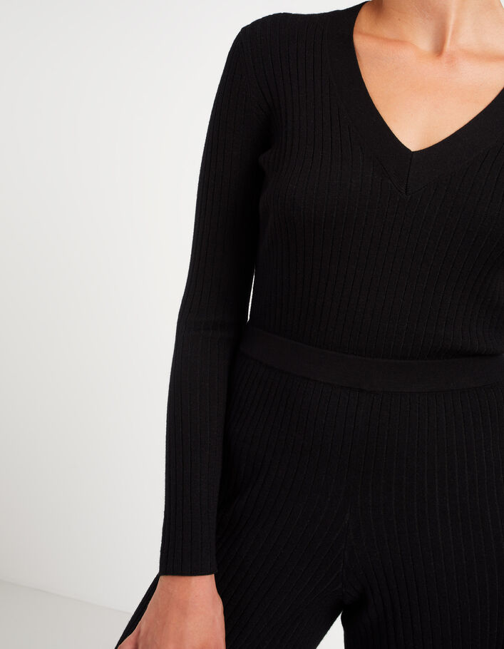 Combinaison longue noire en tricot côtelé I.Code - I.CODE