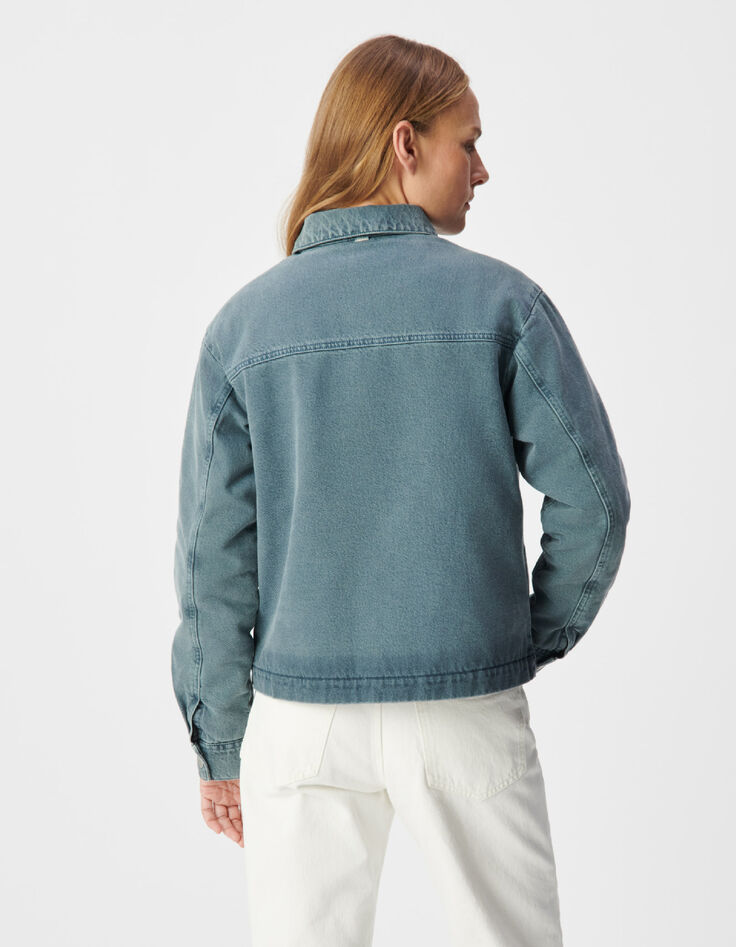 Blaue Jeansjacke in &Uuml;bergr&ouml;&szlig;e f&uuml;r Damen mit Steppjacke-3