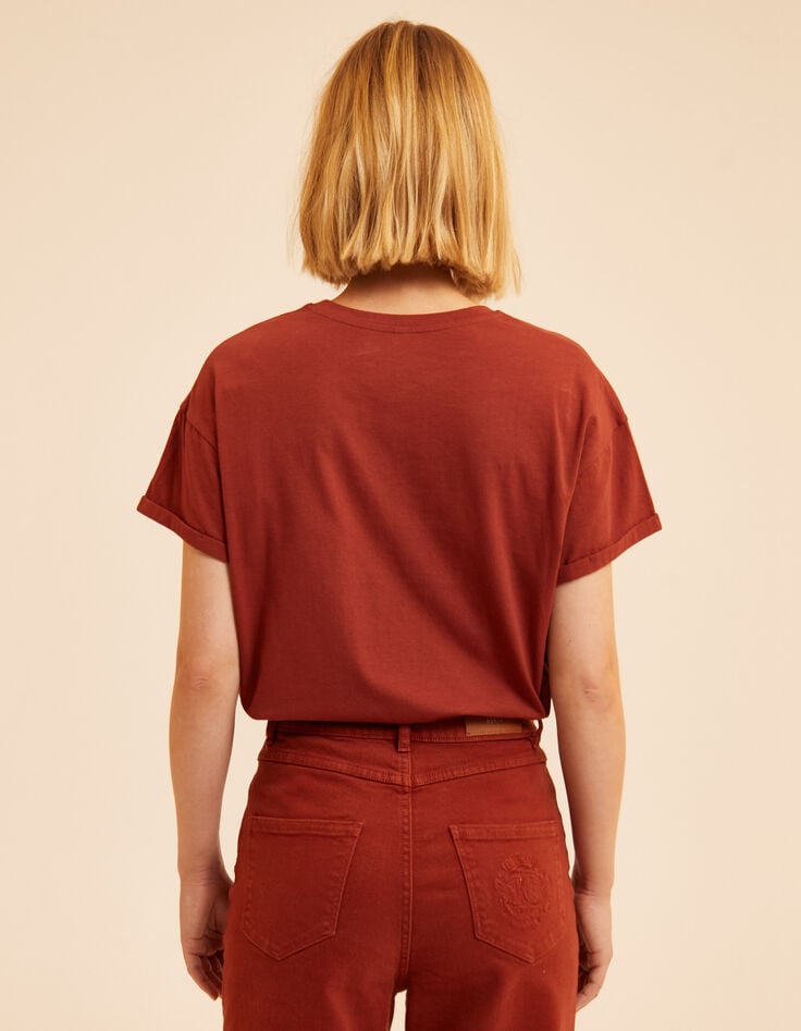 I.Code brown T-shirt with flocked velvet slogan-4 I.Code brown T-shirt with flocked velvet slogan-4