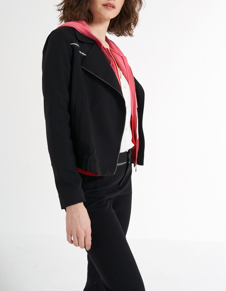 Veste noire esprit motard en crêpe I.Code-2