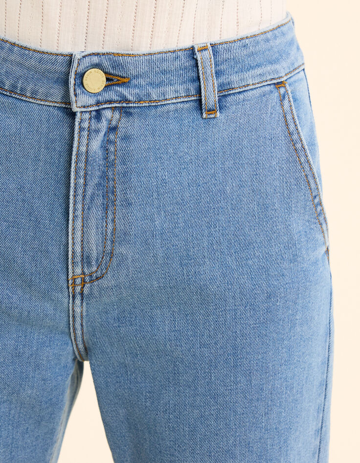 Blaue verwaschene gerade abgeschnittene Jeans I.Code-6