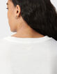 Wei&szlig;es T-Shirt Damen mit Fischgr&auml;ten-Stickerei R&uuml;cken-4