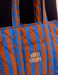 El bolso estampado azul rayas bordado mensaje I.Code-6