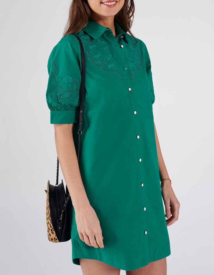 Robe chemise verte brodée I.Code-1
