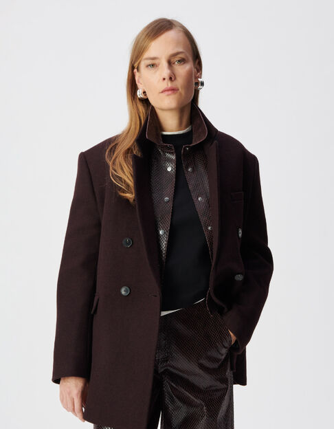 Veste oversize bordeaux boutonnage crois&eacute; Femme - IKKS