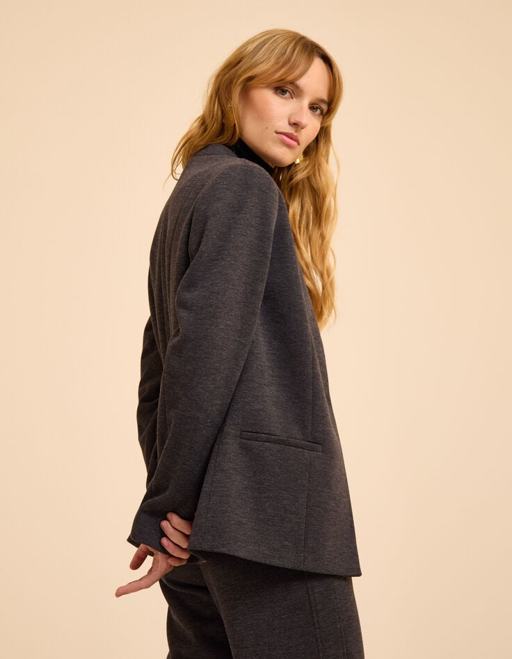 Veste de tailleur grise maille faux-uni I.Code-6 Veste de tailleur grise maille faux-uni I.Code-6
