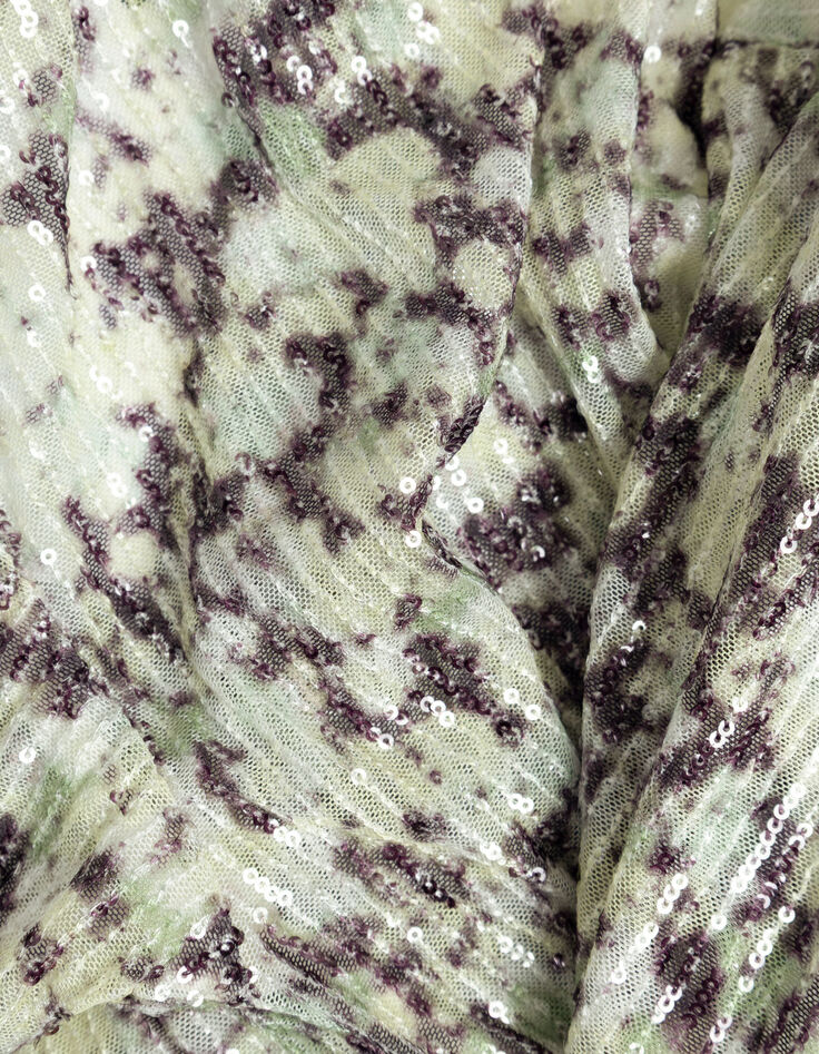 Gr&uuml;nes Damen Tarnmuster Shirt mit Stickerei aus Pailletten-10