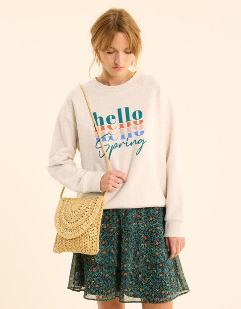 Ecru Sweatshirt mit mehrfarbiger Botschaft I.Code