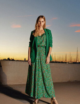 I.Code meadow green trousers with tachist floral print