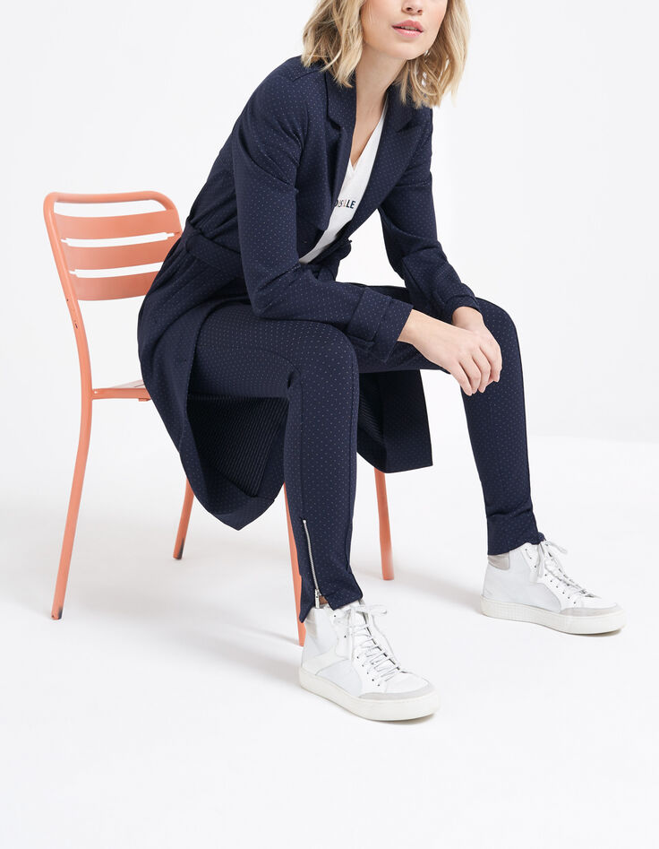 Pantalon marine maille jacquard minimaliste I.Code-1 Pantalon marine maille jacquard minimaliste I.Code-1