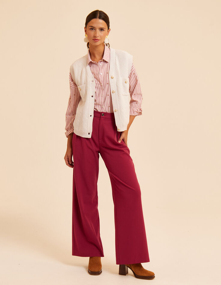 Cremeweiße ärmellose Strickjacke I.Code-6