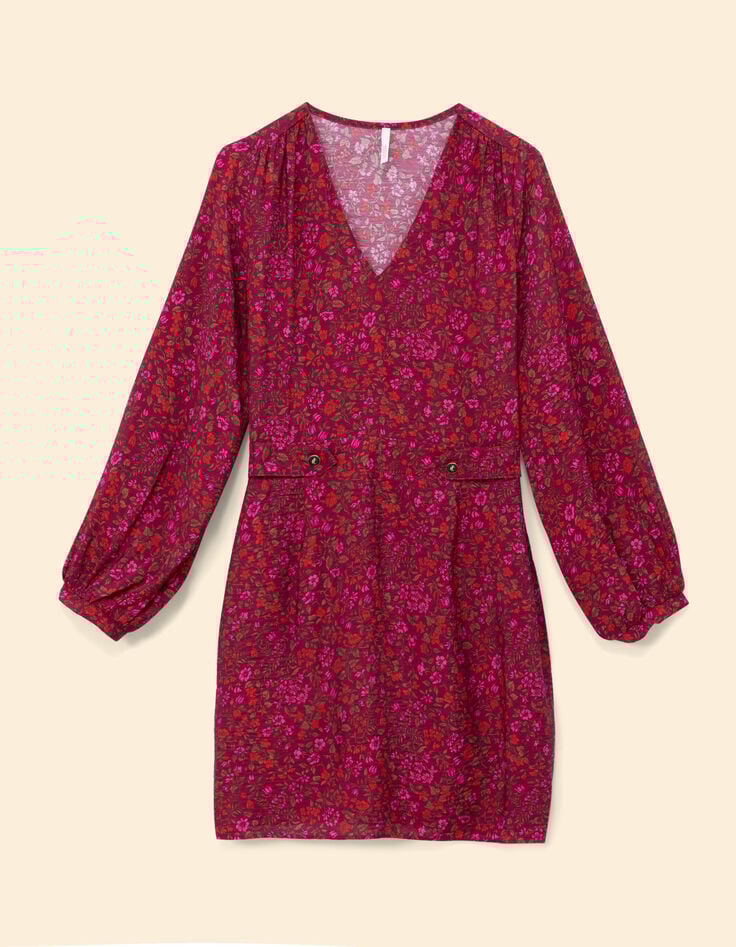 Roze jurk bloemenprint I.Code-7 Roze jurk bloemenprint I.Code-7
