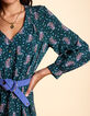 I.Code paisley print midnight green dress-5