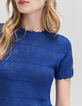 Kobaltblauer Damen-T-Shirt offener R&uuml;ckenausschnitt-4