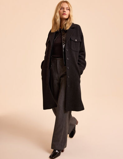 Langer, grauer Überhemd-Mantel I.Code