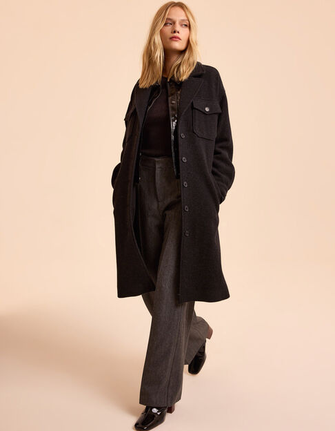 Langer, grauer Überhemd-Mantel I.Code