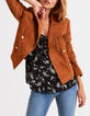 Veste caban court camel en cuir velours I.Code-1