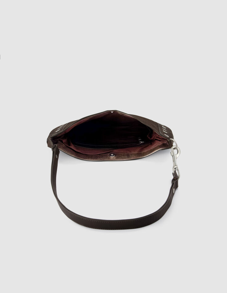 Die Tasche aus braunem Leder f&uuml;r Damen mit &Ouml;senverzierung-5