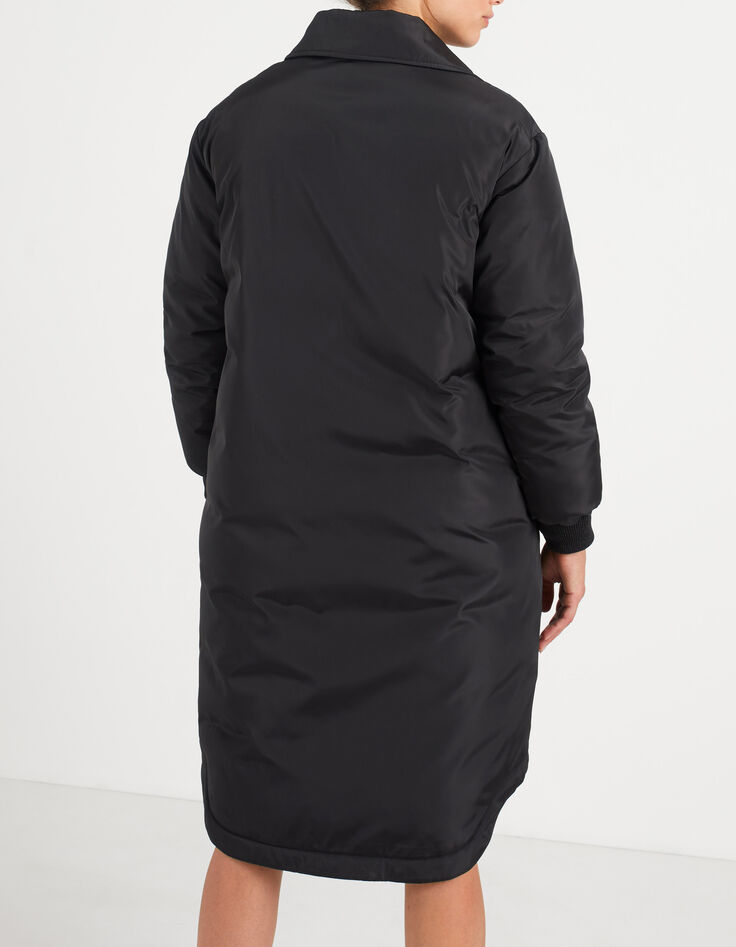 Lange, schwarze Steppjacke mit Maxi-Taschen I.Code-3