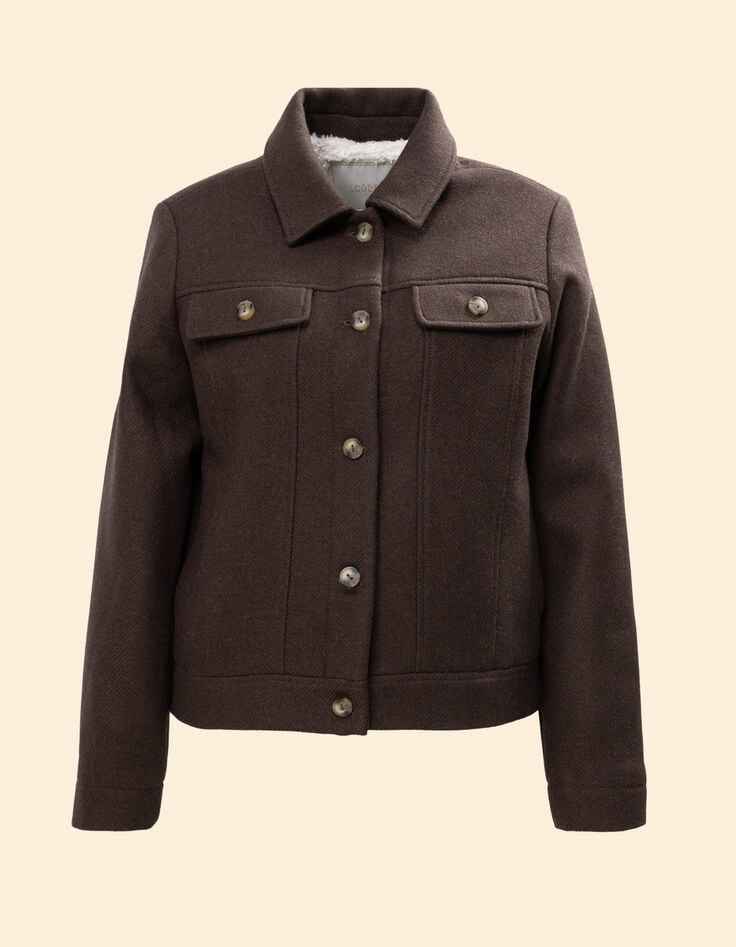 I.Code brown fur-lined woolcloth short coat-6 I.Code brown fur-lined woolcloth short coat-6