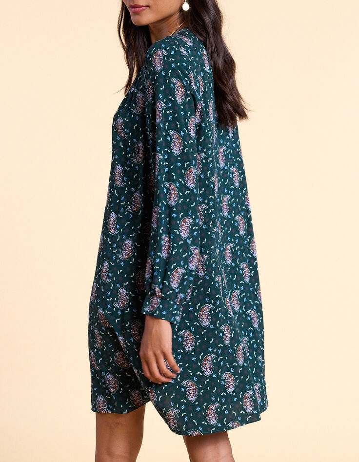 I.Code paisley print midnight green dress-4