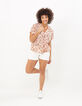 I.Code hibiscus floral and polka dot print top-6