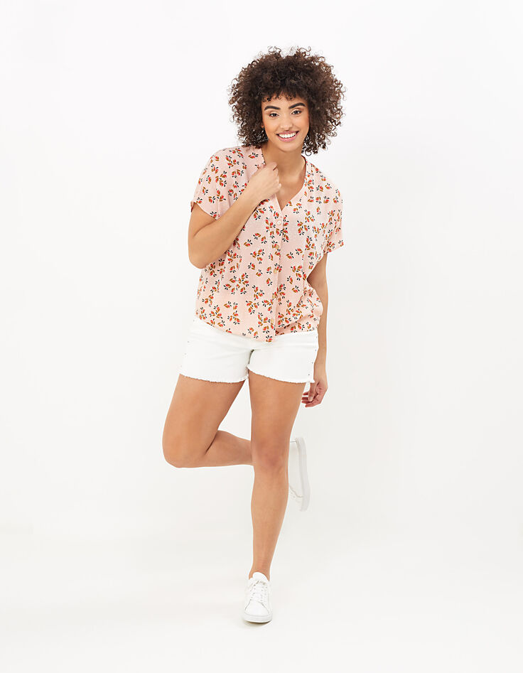 I.Code hibiscus floral and polka dot print top-6