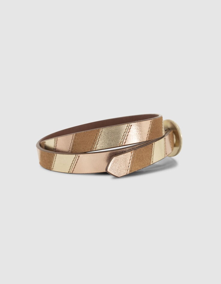 Cinturón cobrizo, dorado y fauve cuero I.Code-3