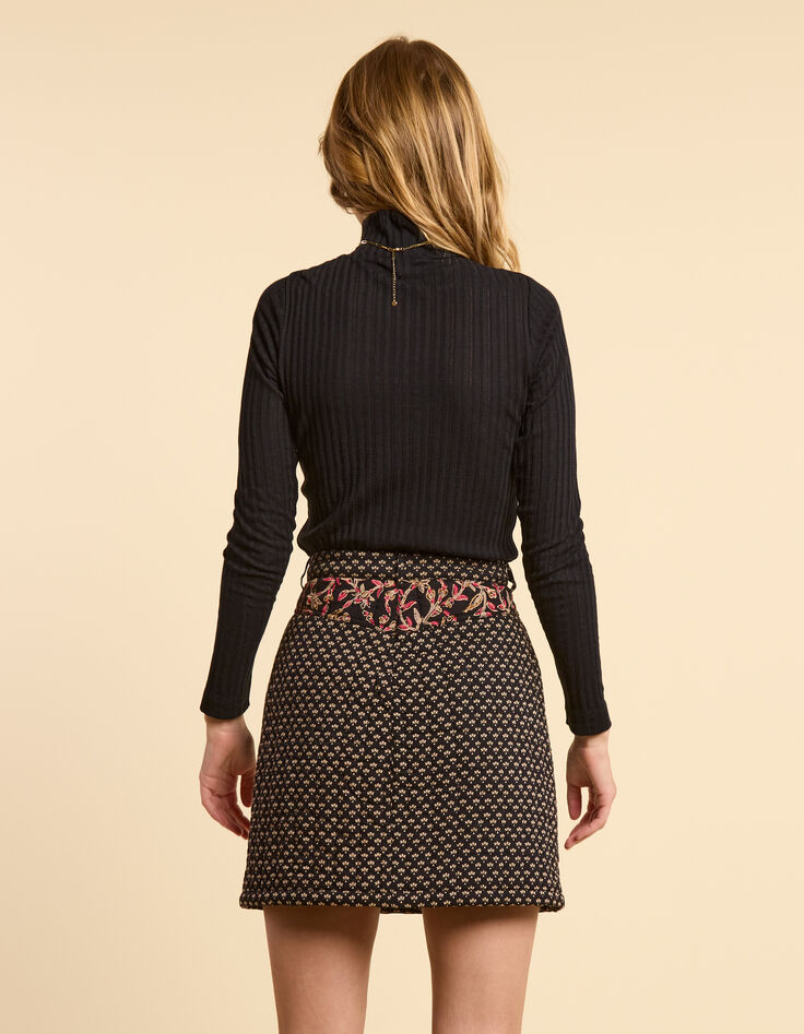 I.Code black short skirt with Boho Indian mix print-3 I.Code black short skirt with Boho Indian mix print-3