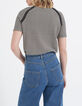 Tee-shirt noir et beige en maille rayée I.Code-2