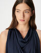 &Auml;rmelloses Oberteil f&uuml;r Damen aus Satin in Marineblau-5