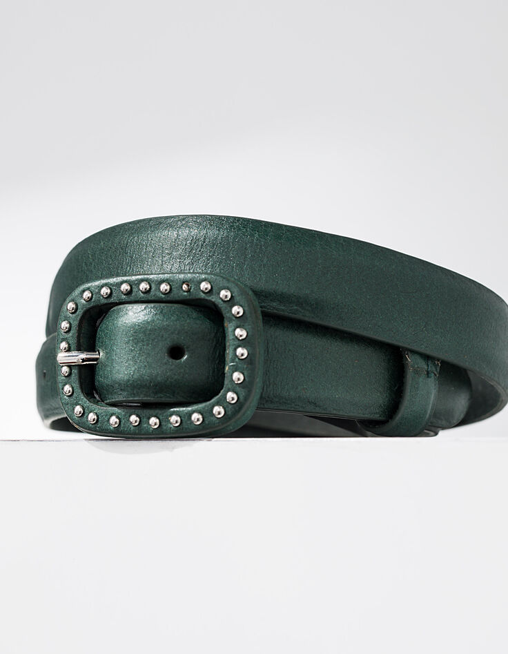 Cinturón verde pinegreen hebilla con remaches I.Code-2