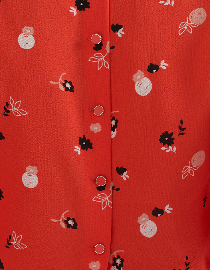 Top spicy naranja flores manga plisada I.Code-5