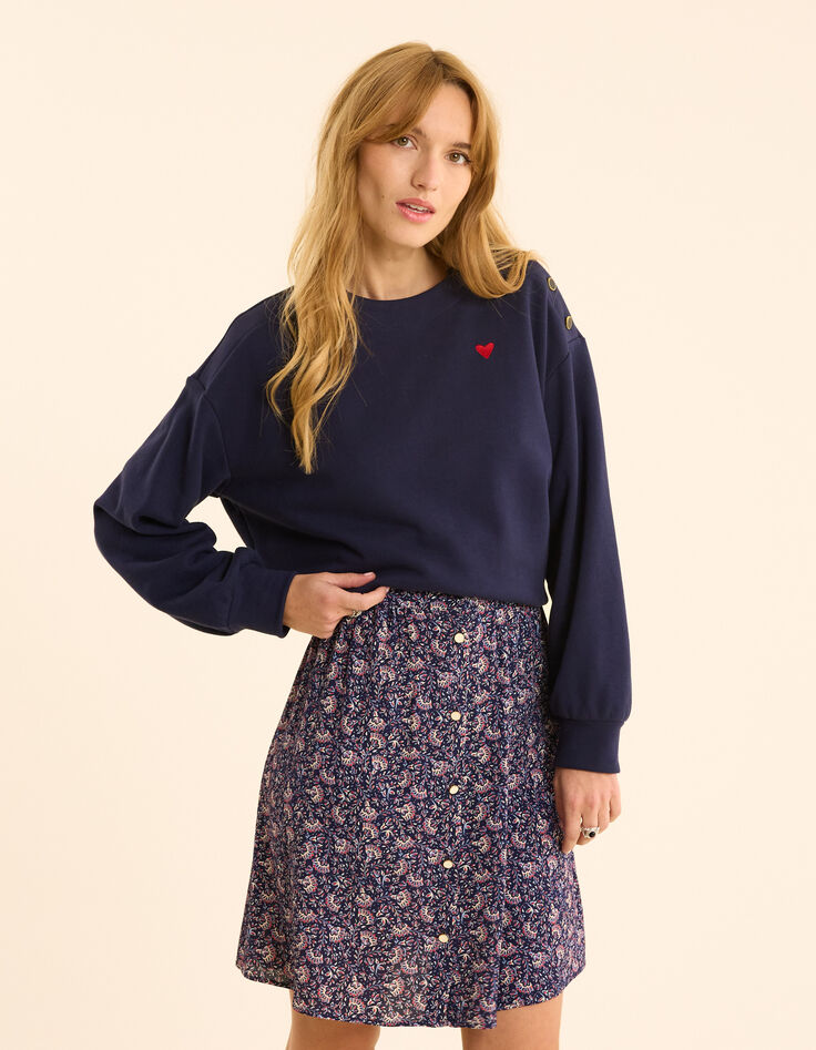 Marine sweater geborduurd hart I.Code-1
