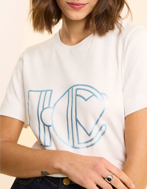 Kurzärmeliges weißes Maxi-T-Shirt mit Monogramm I.Code