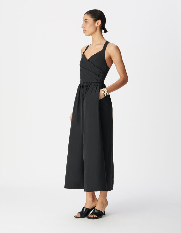 Damesjurk chique zwarte tafzijde strapless-4